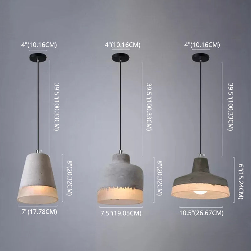 1-leichte graue Schatten-Anhängerlampe moderne minimalistische Zementlampe für Wohnzimmer