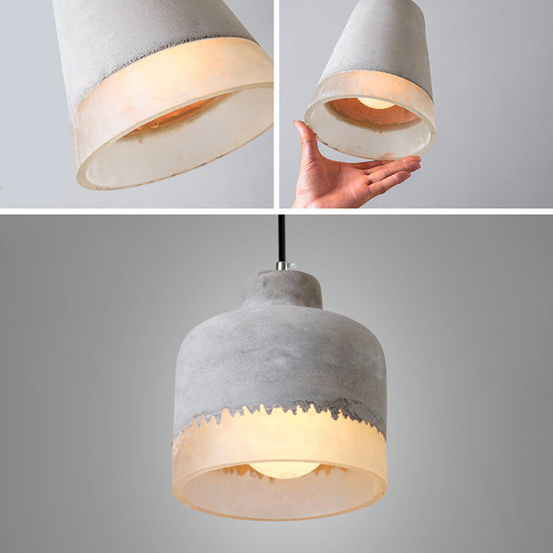 1-leichte graue Schatten-Anhängerlampe moderne minimalistische Zementlampe für Wohnzimmer