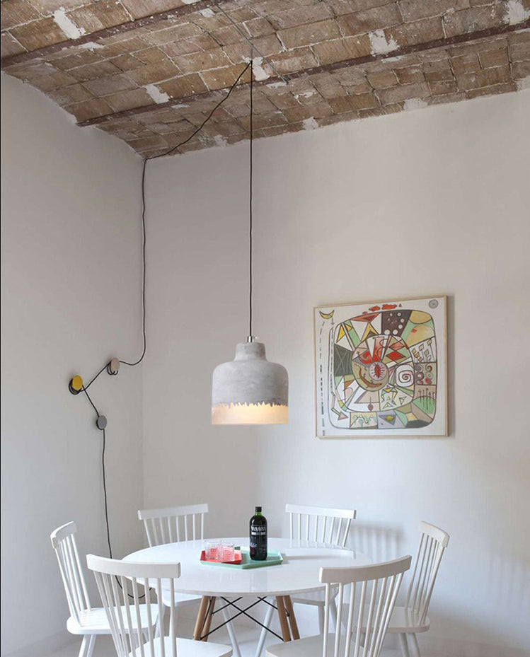 1-leichte graue Schatten-Anhängerlampe moderne minimalistische Zementlampe für Wohnzimmer