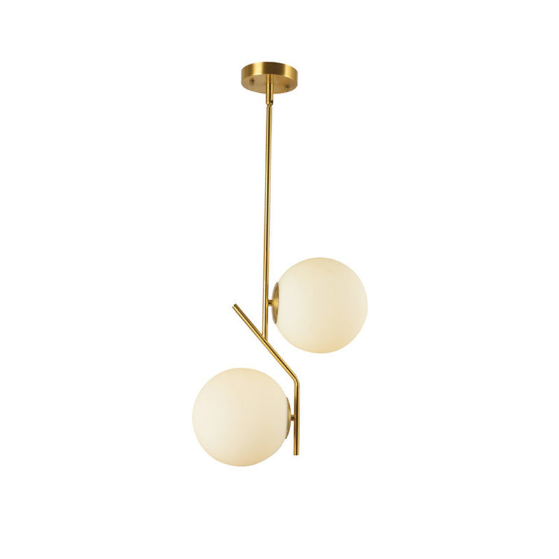 Modern minimalistisch lineair kroonluchter lichtarmatuur bolvormig matglas 2 lichte plafond kroonluchter