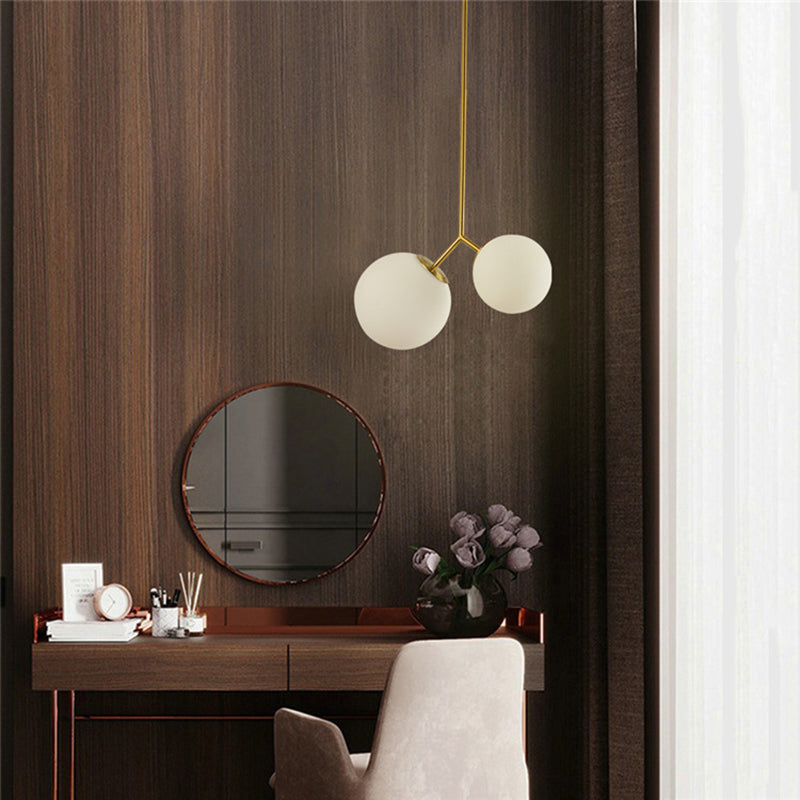 Moderno lampadario minimalista lampada in vetro sferico vetro a 2 camera leggera lampadario a soffitto camera da letto