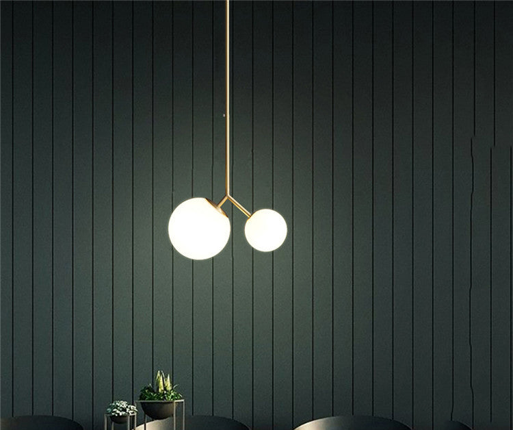 Moderno lampadario minimalista lampada in vetro sferico vetro a 2 camera leggera lampadario a soffitto camera da letto