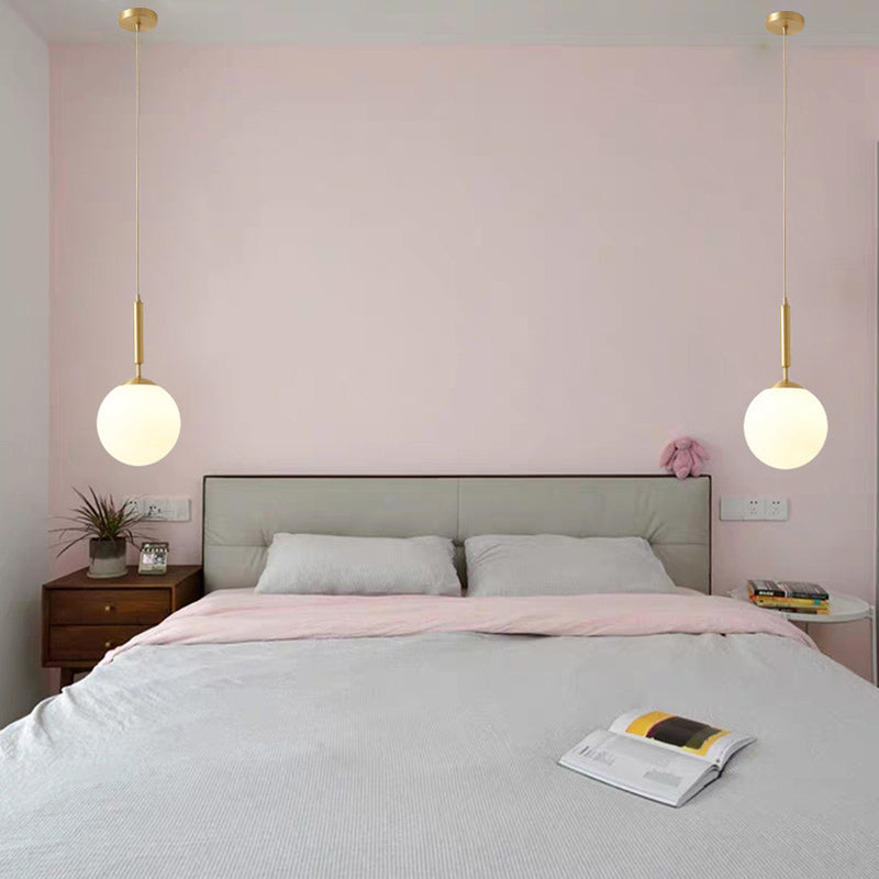 Modern Minimalist Design Globe Hanging Lamp Opal Frosted Glass Shade 1 Light  Pendant Light
