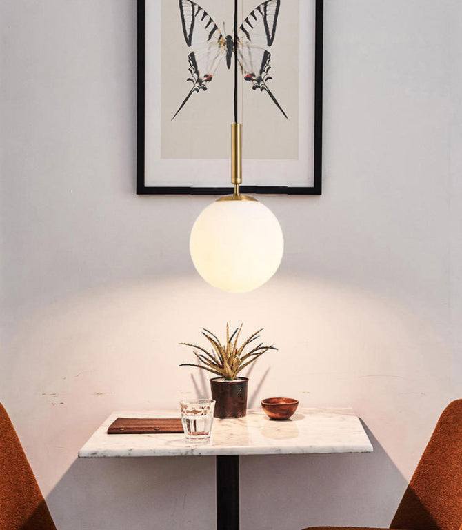 Modern Minimalist Design Globe Hanging Lamp Opal Frosted Glass Shade 1 Light  Pendant Light