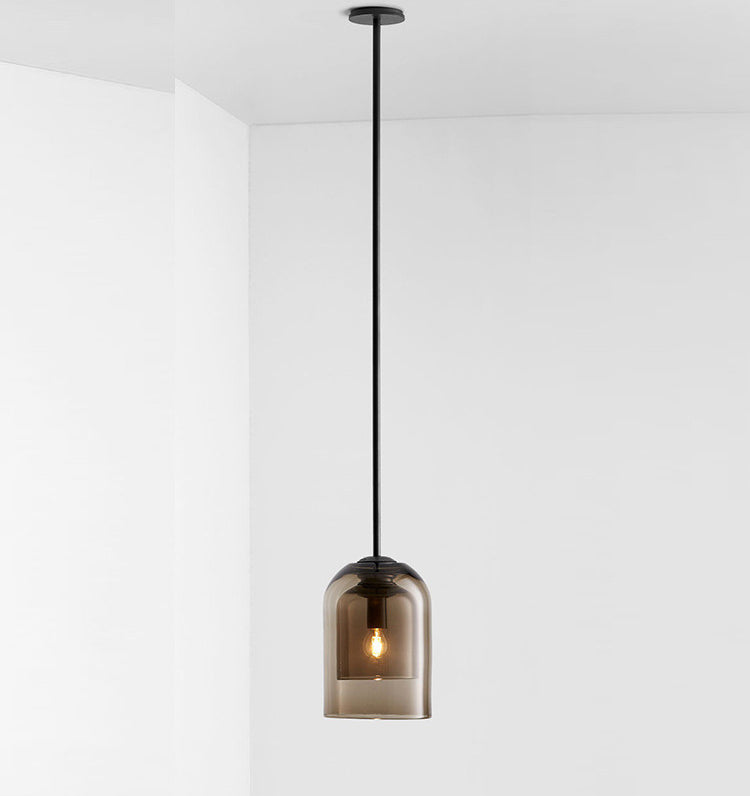 1 leichte Anhängerlampe moderne minimalistische Bell -Doppelglas -Hängelampe für Wohnzimmer