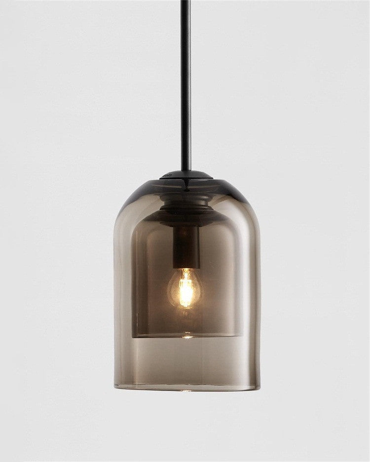 1 leichte Anhängerlampe moderne minimalistische Bell -Doppelglas -Hängelampe für Wohnzimmer