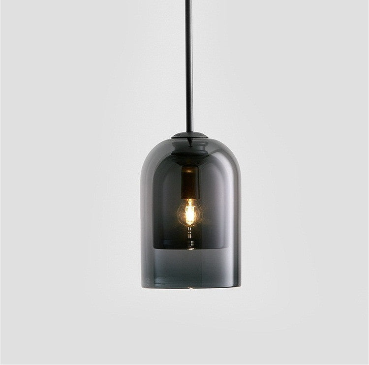 1 leichte Anhängerlampe moderne minimalistische Bell -Doppelglas -Hängelampe für Wohnzimmer