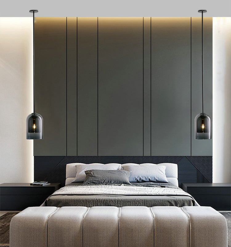 1 leichte Anhängerlampe moderne minimalistische Bell -Doppelglas -Hängelampe für Wohnzimmer