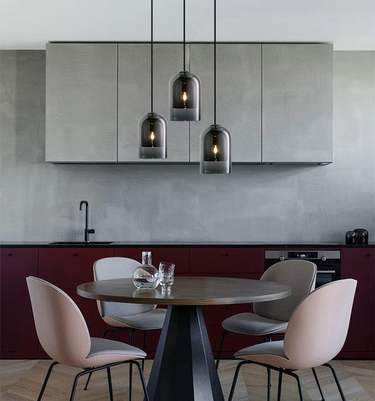 1 leichte Anhängerlampe moderne minimalistische Bell -Doppelglas -Hängelampe für Wohnzimmer