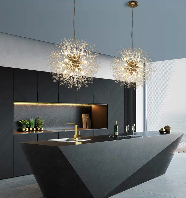 Paardebloem gevormd metallic hangend licht Moderne Minimalistische stijl Restaurant Pendant plafondlamp met 47 "verstelbare hangdraad