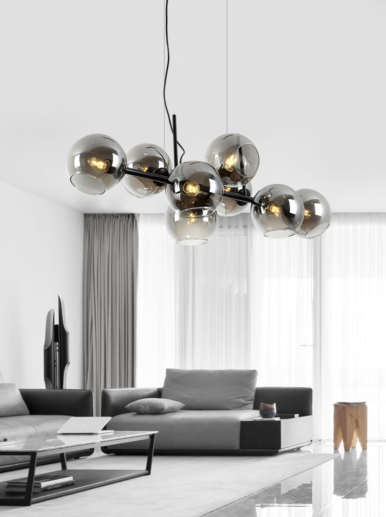Contemporary Metal Island Pendant Lighting Spherical Glass Island Ceiling Light for Dining Table