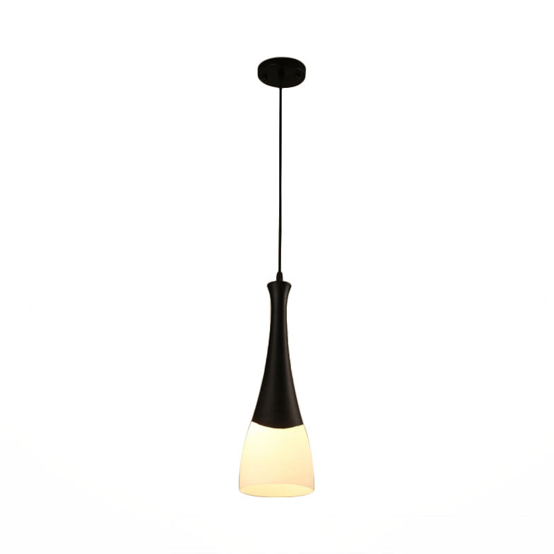 Conola lampada a sospensione in vetro latteo con ascensore lampada sospesa nera con baldacchino rotondo/lineare
