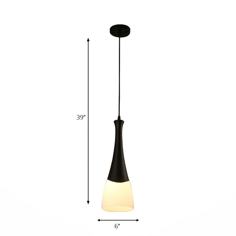 Conola lampada a sospensione in vetro latteo con ascensore lampada sospesa nera con baldacchino rotondo/lineare