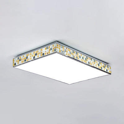 18"/35.5" W Cube Ceiling Fixture Retro Style Mosaic Glass 1 Bulb Flush Mount Ceiling Light in Beige