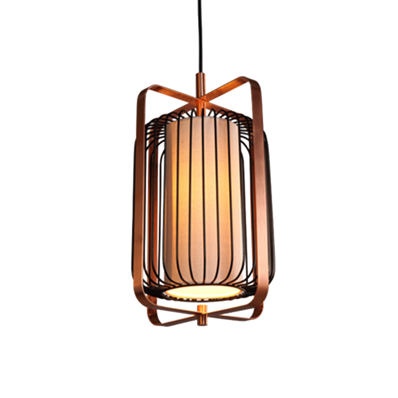 Cilinder/vat/trommelkooi metalen hanglamp lichtbeveiliging vintage 1 lichte woonkamer zwart hangende verlichting met binnenste stofschaduw
