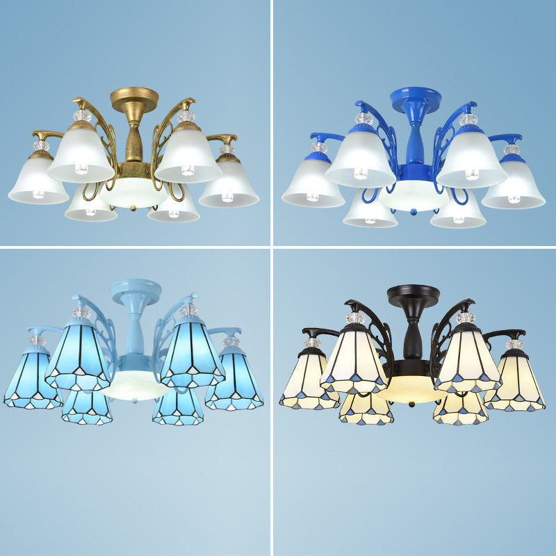 Administrateur de plafond de chambre à coucher en verre semi-chasseur ombré Tiffany
