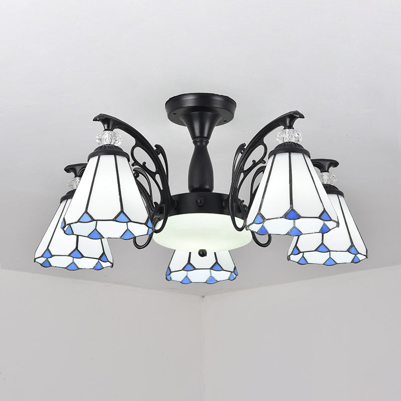 Administrateur de plafond de chambre à coucher en verre semi-chasseur ombré Tiffany