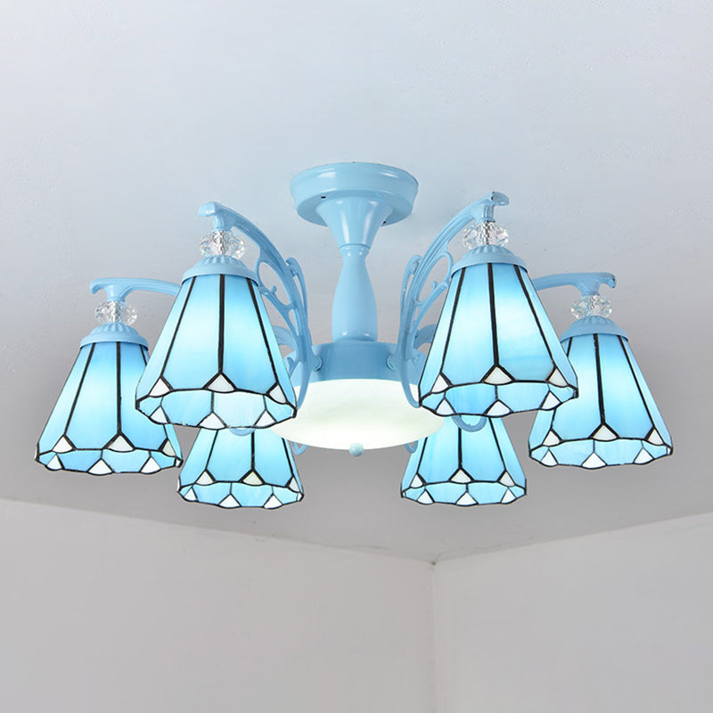 Administrateur de plafond de chambre à coucher en verre semi-chasseur ombré Tiffany