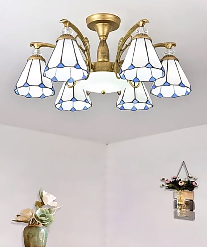Administrateur de plafond de chambre à coucher en verre semi-chasseur ombré Tiffany