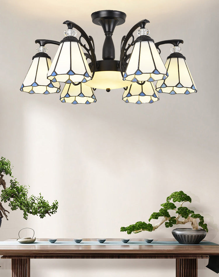 Administrateur de plafond de chambre à coucher en verre semi-chasseur ombré Tiffany
