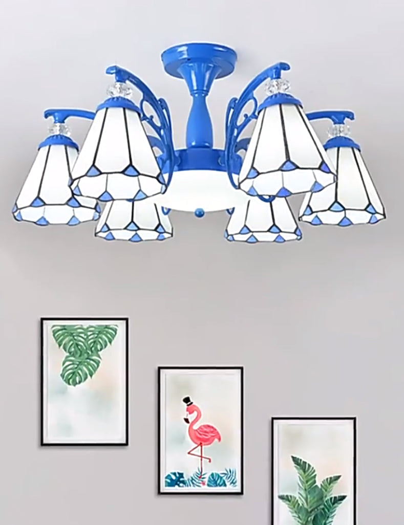 Administrateur de plafond de chambre à coucher en verre semi-chasseur ombré Tiffany