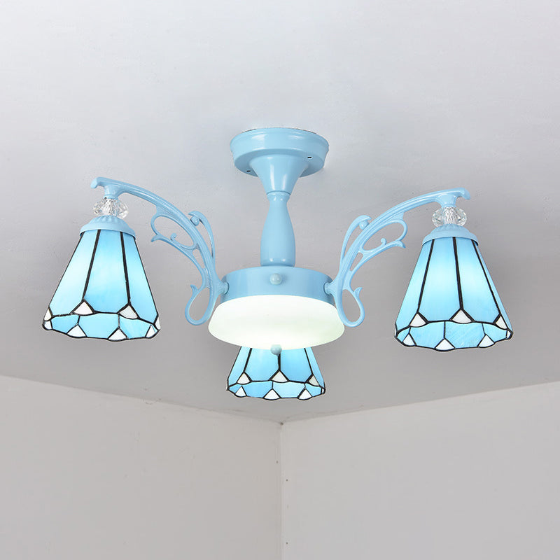 Administrateur de plafond de chambre à coucher en verre semi-chasseur ombré Tiffany