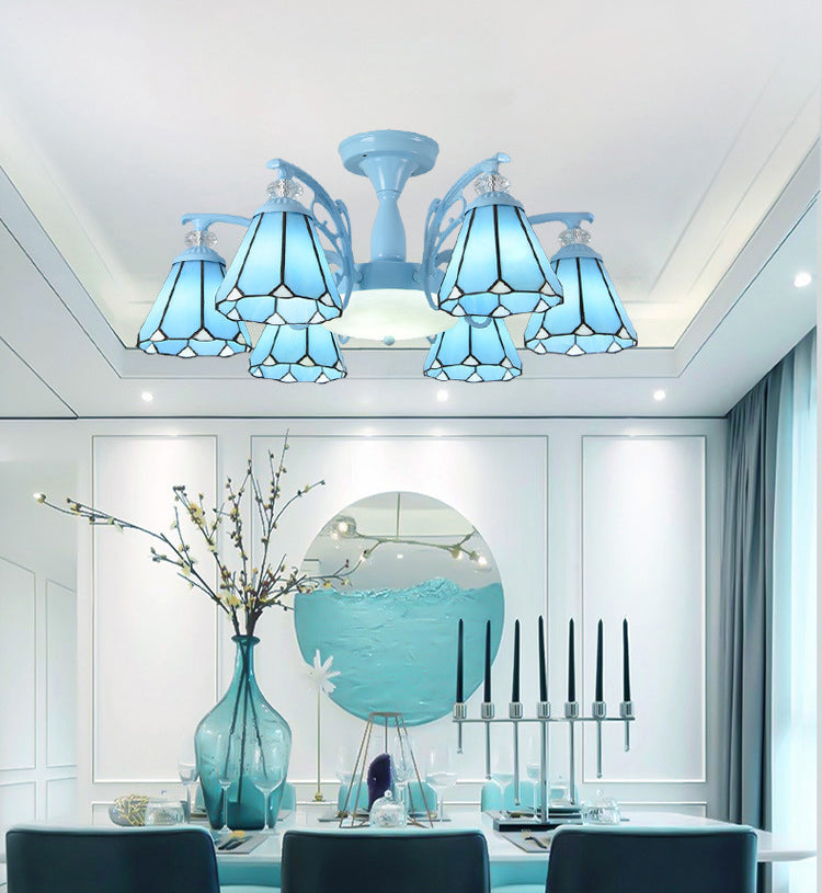 Administrateur de plafond de chambre à coucher en verre semi-chasseur ombré Tiffany