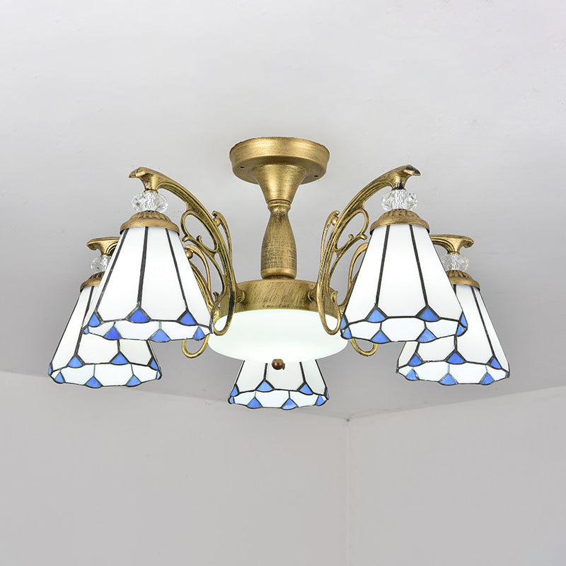 Administrateur de plafond de chambre à coucher en verre semi-chasseur ombré Tiffany