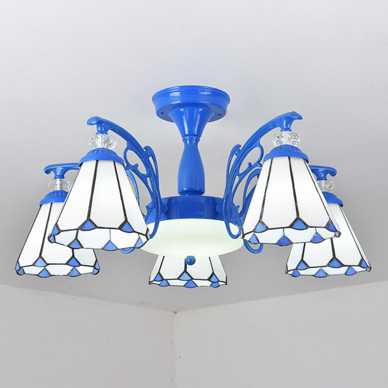 Administrateur de plafond de chambre à coucher en verre semi-chasseur ombré Tiffany