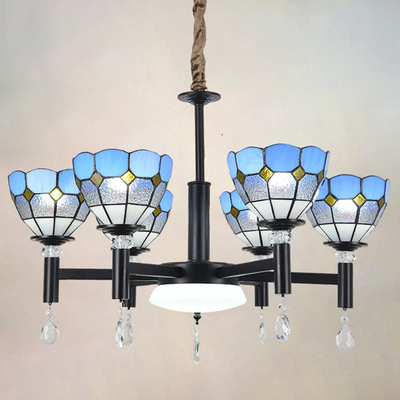 Lampadario in vetro colorato artigianale ombreggiato in stile mediterraneo lampada per lobby