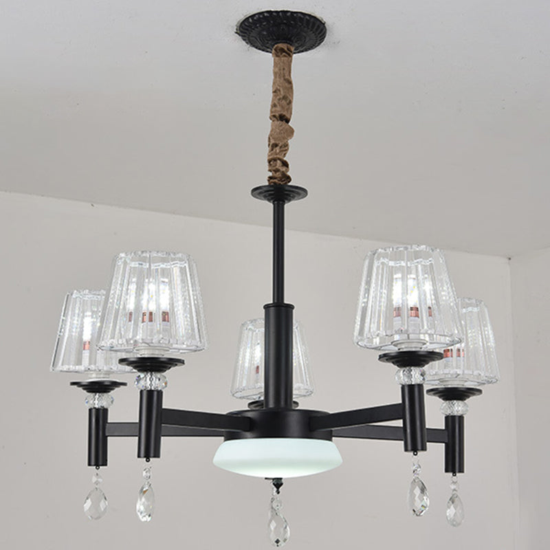 Handcrafted Stained Glass Chandelier Shaded Mediterranean Style Suspension Light for Lobby