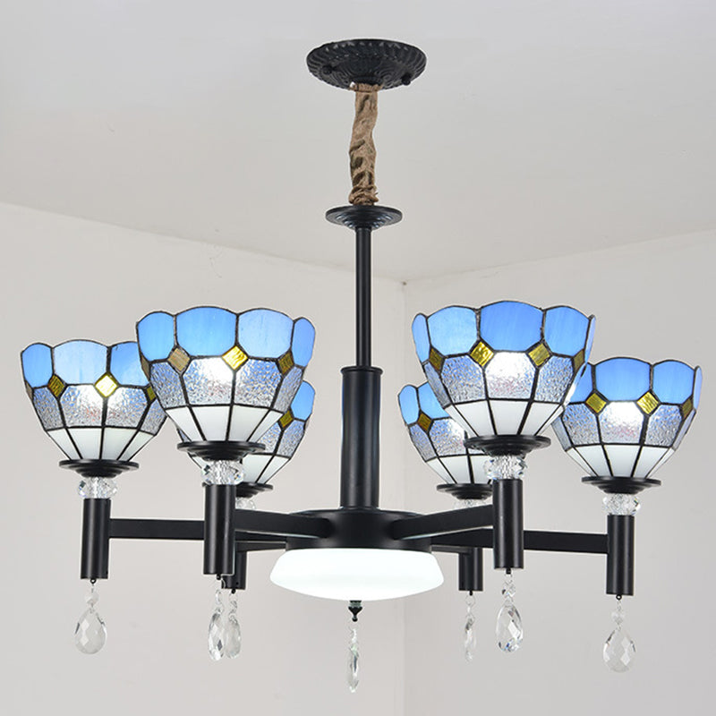 Lampadario in vetro colorato artigianale ombreggiato in stile mediterraneo lampada per lobby