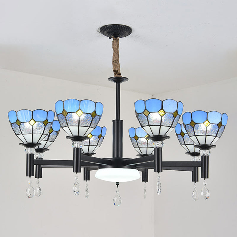 Lampadario in vetro colorato artigianale ombreggiato in stile mediterraneo lampada per lobby