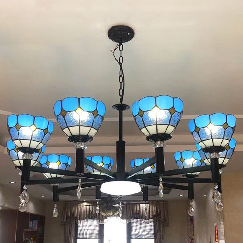 Lampadario in vetro colorato artigianale ombreggiato in stile mediterraneo lampada per lobby