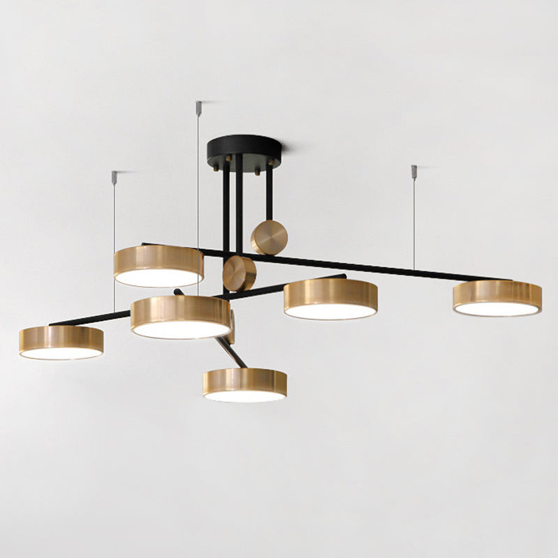 Postmoderne sputnik suspensielamp acryl 6-licht woonkamer kroonluchter met ronde acrylschaduw in goud