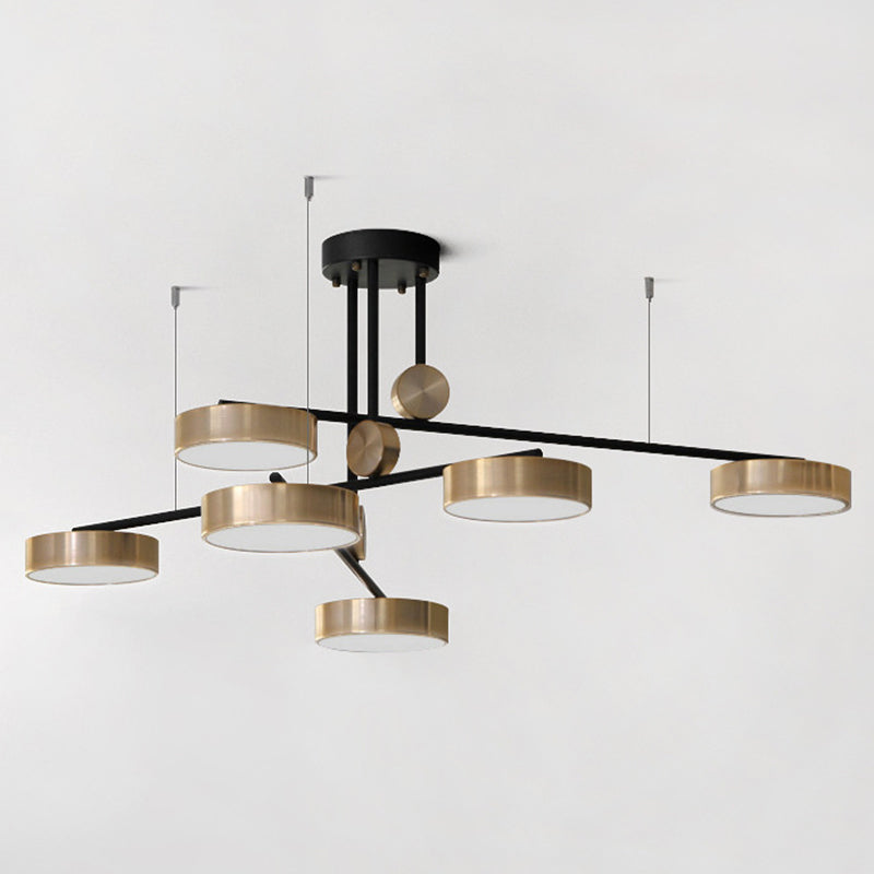 Postmoderne sputnik suspensielamp acryl 6-licht woonkamer kroonluchter met ronde acrylschaduw in goud