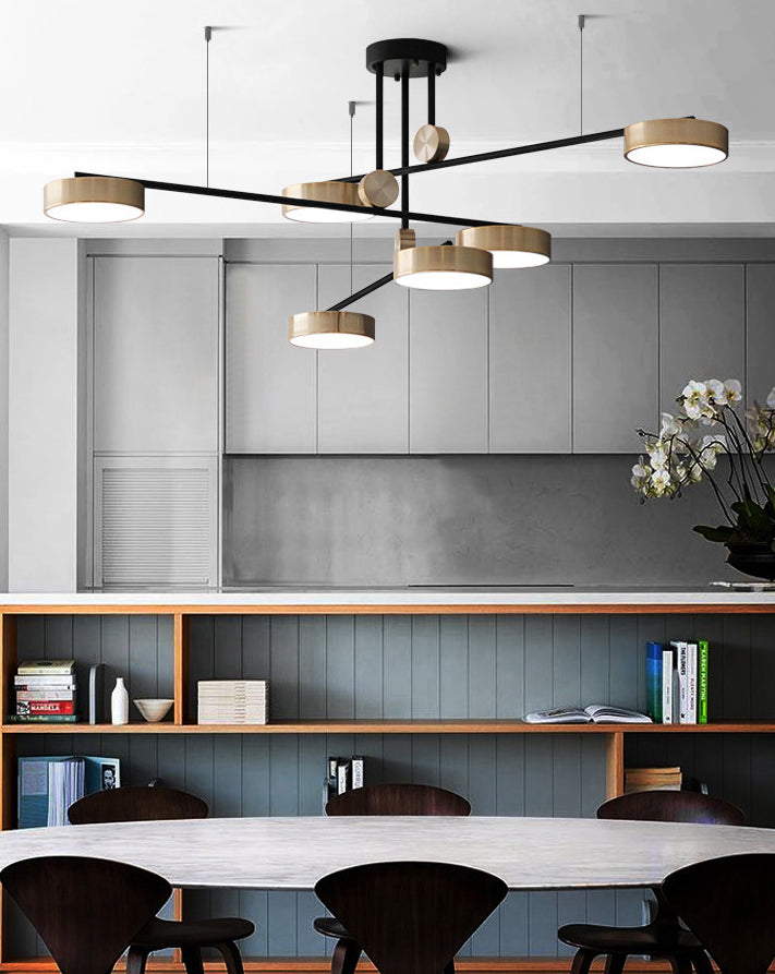 Postmoderne sputnik suspensielamp acryl 6-licht woonkamer kroonluchter met ronde acrylschaduw in goud