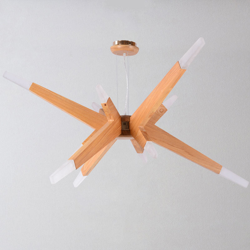 Bürge geformte Kronleuchterbeleuchtung nordisches Holz 12-Kopf-Schlafzimmer hängende Leuchte