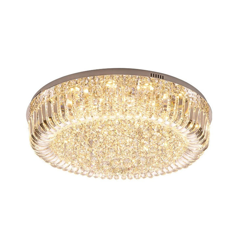 Clear Facettiert Crystal Drum Deckenleuchte Moderne LED Flush Mount Light in Warm/White/3 Color Light