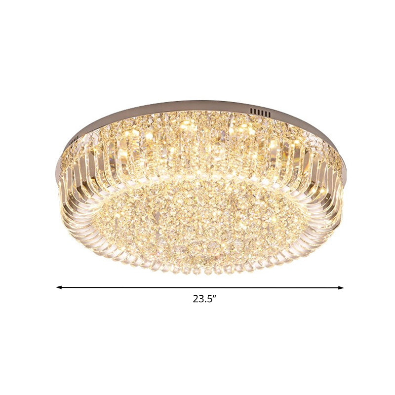 Clear Facettiert Crystal Drum Deckenleuchte Moderne LED Flush Mount Light in Warm/White/3 Color Light