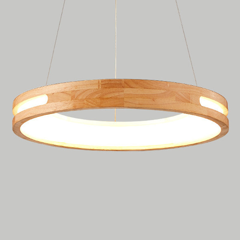 Cirkelvormige led kroonluchter verlichtingsarmatuur eenvoud houten diner plafond suspensielamp