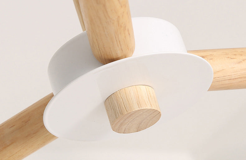 Lampadario molecolare nordico in legno soggiorno luce a sospensione con sfera di vetro opale