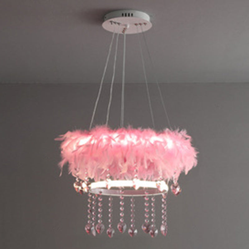 Taps toelopende veren kroonluchter hanger Noordse led hangende lamp met kristallen decor voor eetkamer