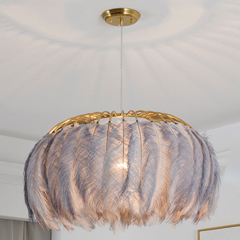 Lampada appesa a forma di cupola Funzione a sospensione in stile piuma di piume Nordico