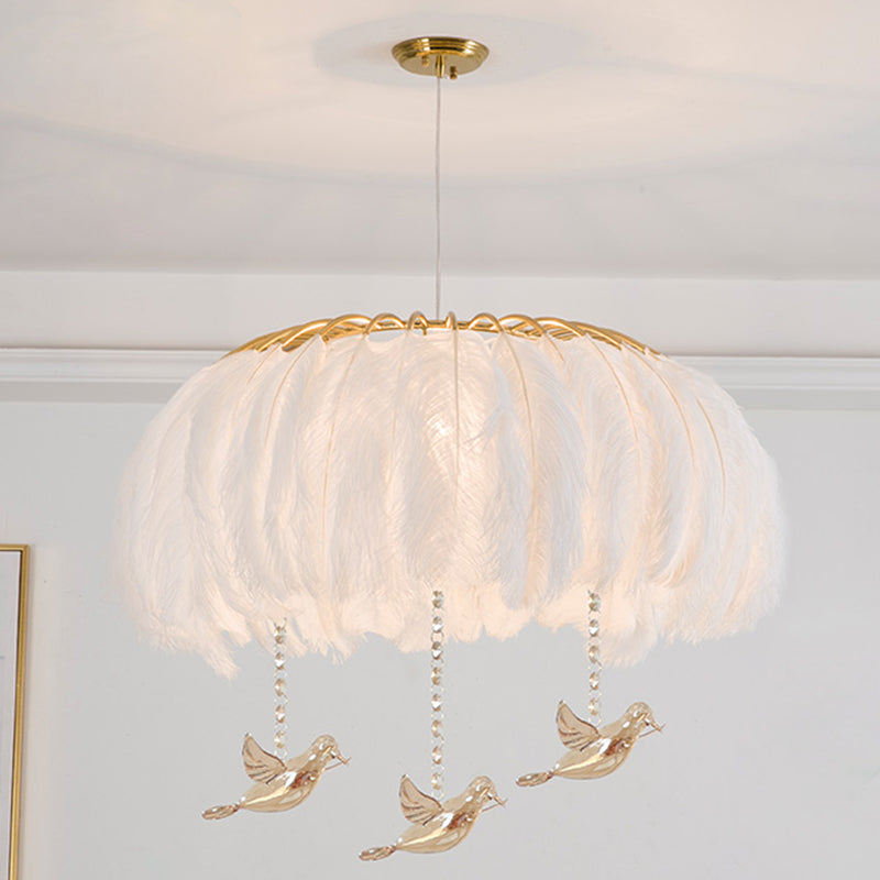 Koepelvormige hanglamp armatuur Noordse stijl veren slaapkamer kroonluchter hanglampje