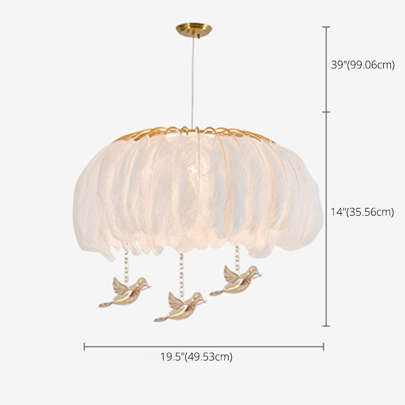 Koepelvormige hanglamp armatuur Noordse stijl veren slaapkamer kroonluchter hanglampje