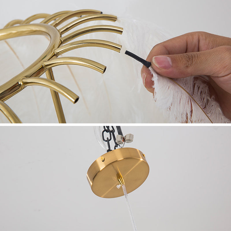 Koepelvormige hanglamp armatuur Noordse stijl veren slaapkamer kroonluchter hanglampje