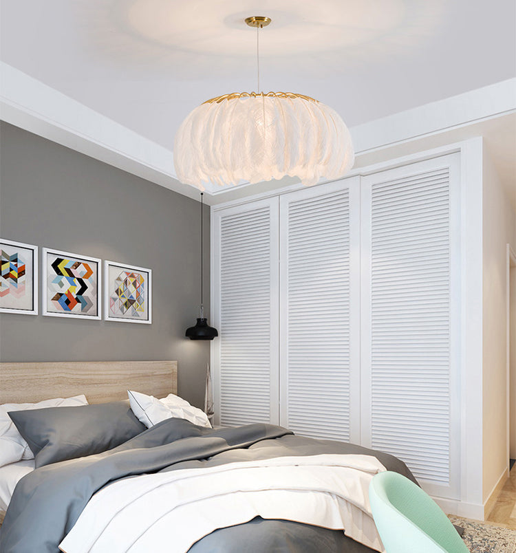 Koepelvormige hanglamp armatuur Noordse stijl veren slaapkamer kroonluchter hanglampje