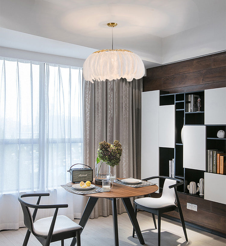 Koepelvormige hanglamp armatuur Noordse stijl veren slaapkamer kroonluchter hanglampje