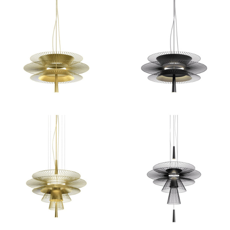 Novedad posmoderna lámpara de lógica de lámpara de loto de 2 luces con sombra de metal